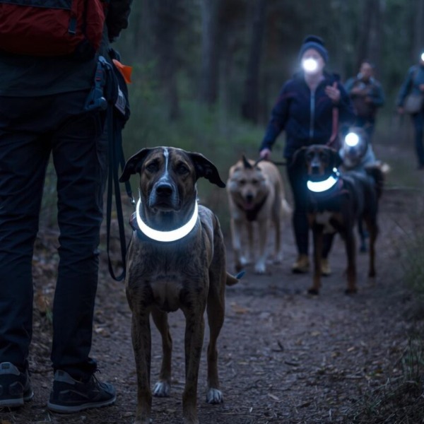 Teilnehmer beim Night Social Walk in Stuttgart trainieren entspanntes Laufen in der Gruppe bei Dunkelheit im Kräherwald
