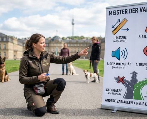 Stadttraining- Hundeschule Stuttgart- Navigation durch das Hundetraining Schloßplatz-